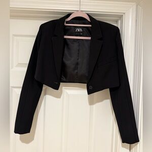 Zara Black Cropped Blazer Jacket